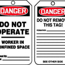 OSHA Danger Safety Tag: Do Not Operate/Worker In Confined Space – Lockout/Tagout