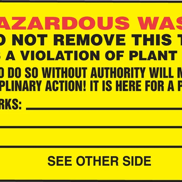Safety Tag: Hazardous Waste - Handle With Care – Lockout/Tagout