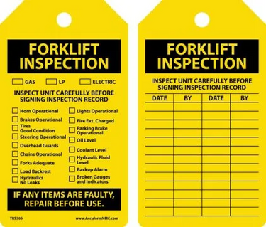 Safety Tag: Forklift Inspection with Checklist – Lockout/Tagout