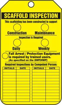 Scaffold Status Safety Tag: Scaffold Inspection – Lockout/Tagout