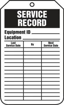 Jumbo Equipment Status Safety Tag: Service Record – Lockout/Tagout