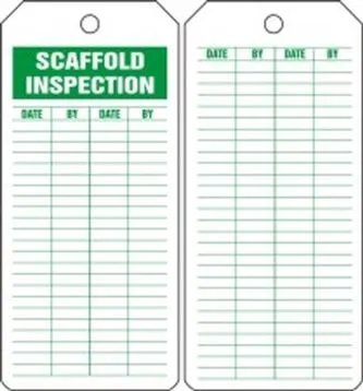 Jumbo Scaffold Status Safety Tag: Scaffold Inspection – Lockout/Tagout