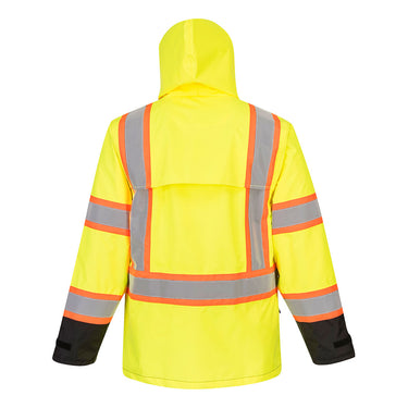Portwest US361 Class 3 Black Bottom Rain Jacket with Contrast