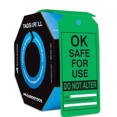 Tags By-The-Roll: OK - Safe For Use - Do Not Alter – Lockout/Tagout
