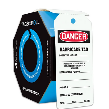 OSHA Danger Tags By-The-Roll: Barricade Tag – Lockout/Tagout