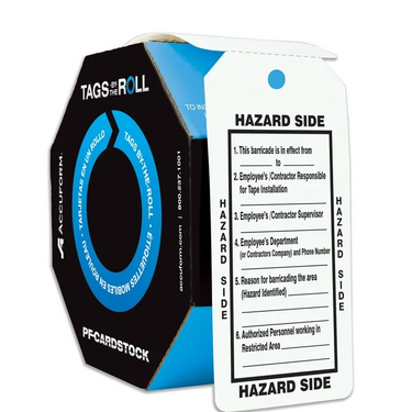 Tags By-The-Roll: Barricade Hazard Tag – Lockout/Tagout