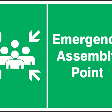 Safety Sign: Emergency Assembly Point (Graphic) – Signs & Labels