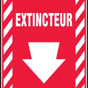 Safety Sign: Fire Extinguisher (Down Arrow White) – Signs & Labels