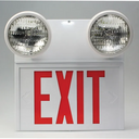Combination Emergency Lighted Exit Sign with Round Emergency Lights – Signs & Labels