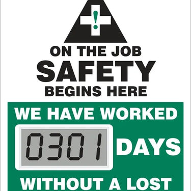 Changeable Face Starter Set - Electronic Scoreboard: Accidents Are Avoidable - On The Job Safety Begins Here – Signs & Labels